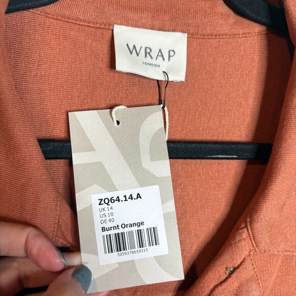 NWT Wrap London Hemp Blend belted dress in Burnt Orange - Picture 3 of 5